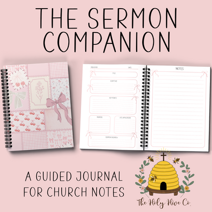 The Sermon Companion Church Notebook - Pink Patchwork