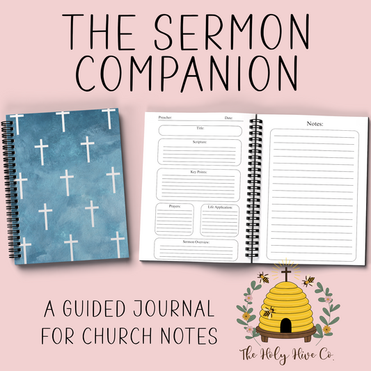 The Sermon Companion Church Notebook - Blue Watercolor Crosses