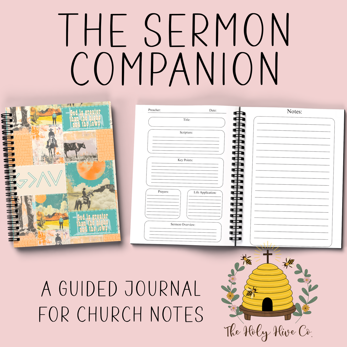 The Sermon Companion Church Notebook - God Is Greater Cowboy Patchwork