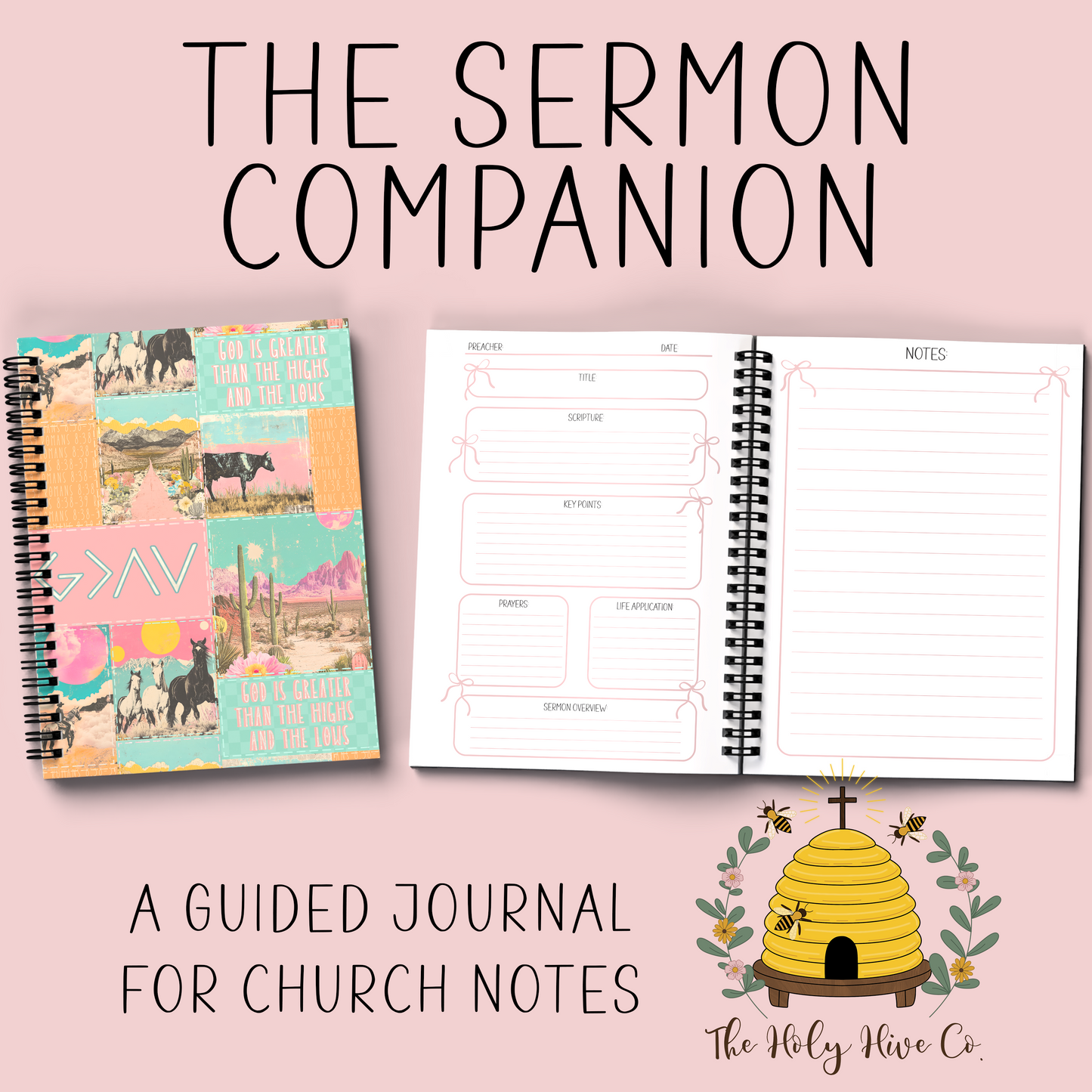 The Sermon Companion Church Notebook - God Is Greater Cowgirl Patchwork